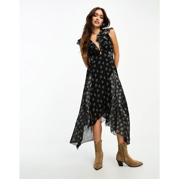 Free People Joaquin Floral-Print Chiffon Midi Dress $219 Size XS - Picture 5 of 15